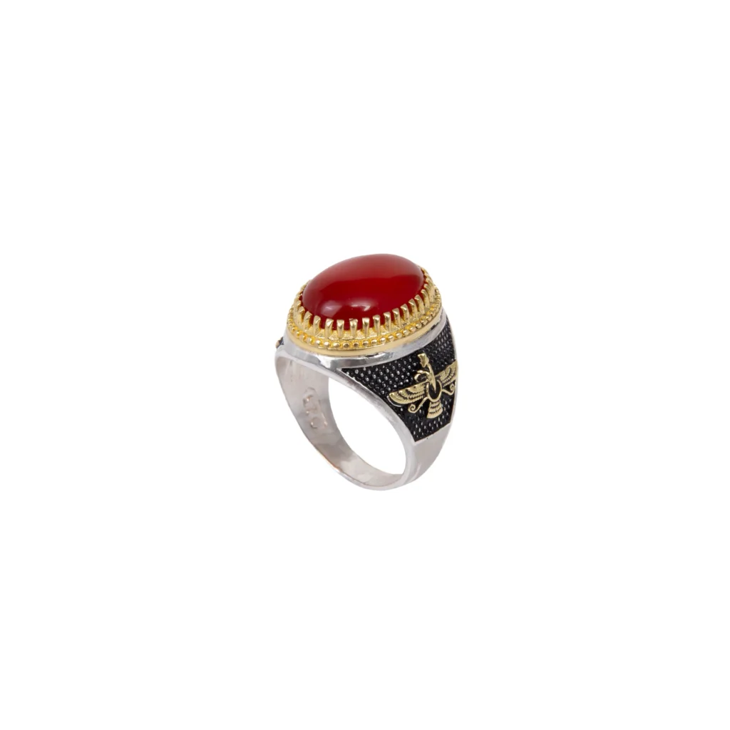 Red Agate Farvahar Ring