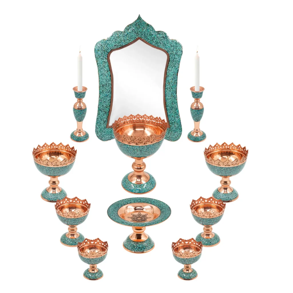 Firoozeh Koobi Turquoise On Copper Haft Seen Set