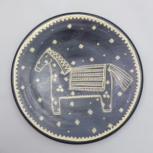 Golden Horse Plate, 30cm Hand Painted Decorative Plate
