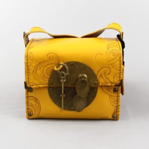 Lock Yellow Leather Quilted Bag