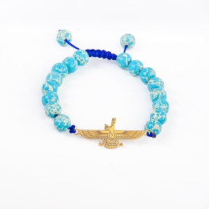 Gold Plated Farvahar Turquoise Bracelet, 925 Silver