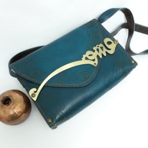 Love Calligraphy Blue Quilted Bag