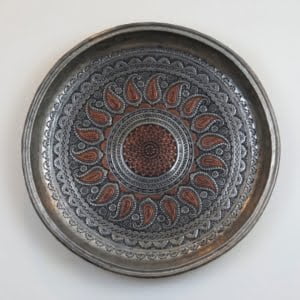 Copper Ghalamzani Tray – Bronze & Silver Finish 60cm