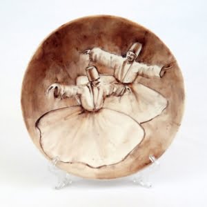 Sama Dancers, Hand Painted Ceramic Plate, 25cm