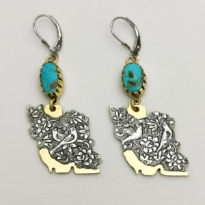Iran Turquoise Ghalamzani Drop Earrings