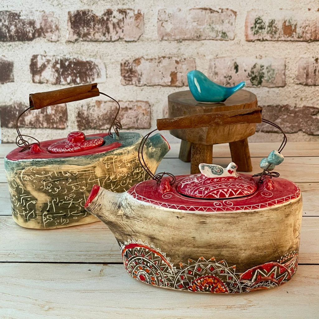 Hand Painted Ceramic Teapot in home
