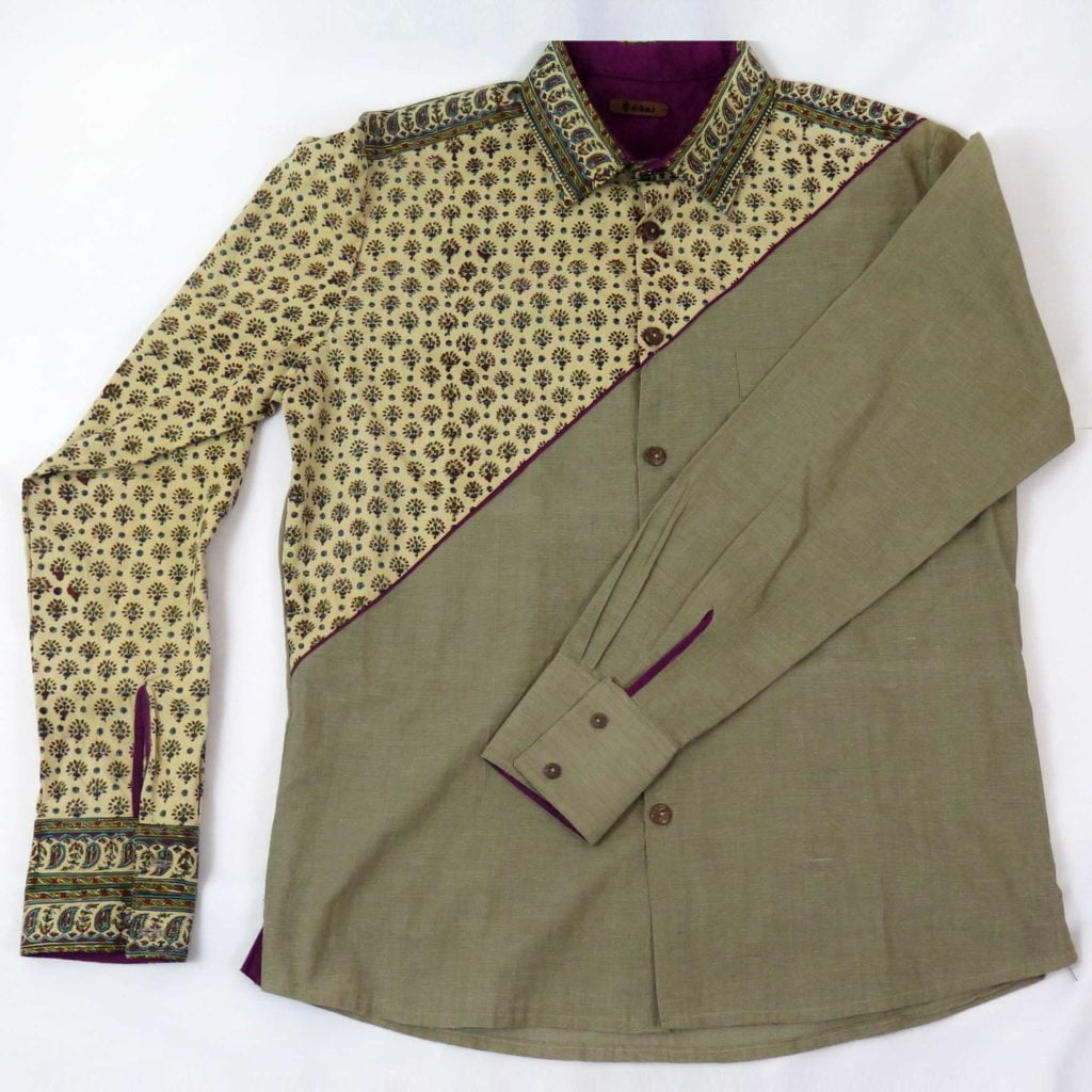 Calico Men's Shirt – Elegant Floral Cotton Shirt with Handmade Detailing