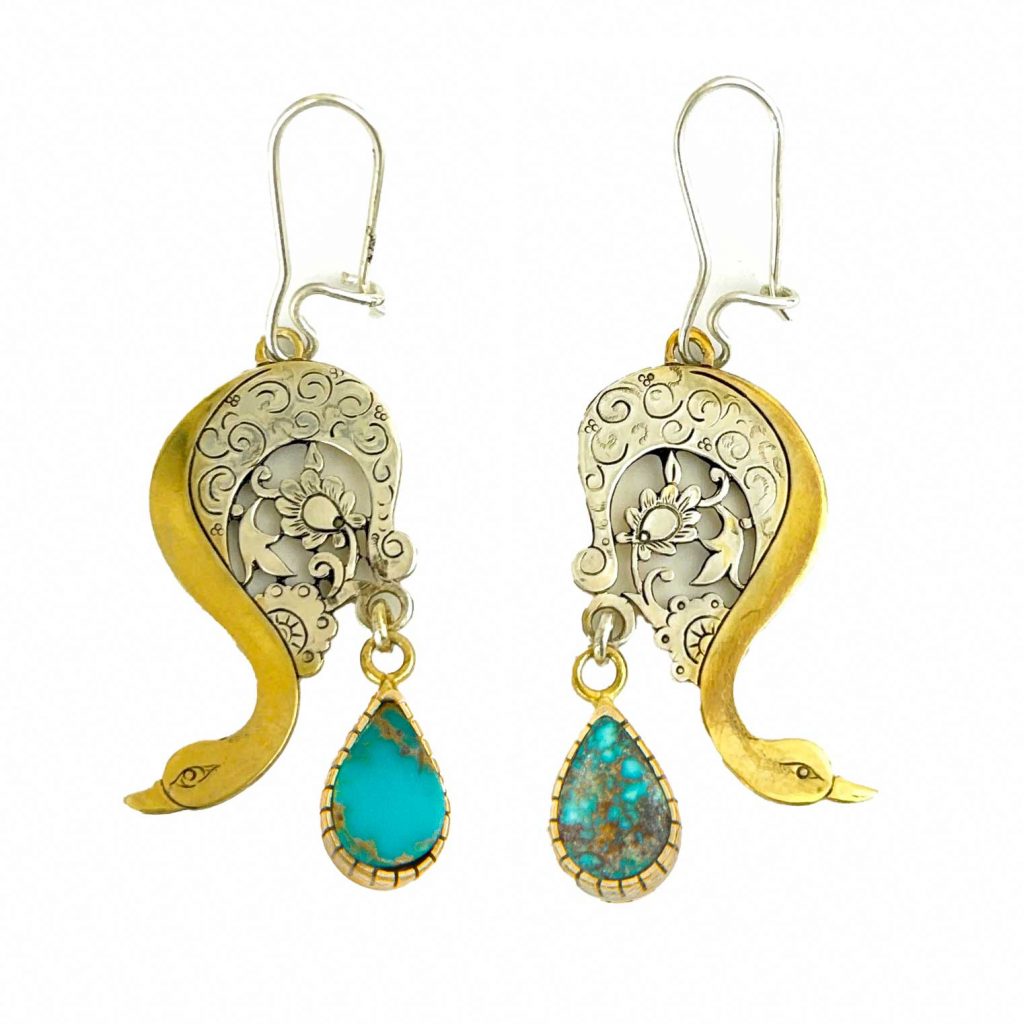 Persian Swan Engraving Earrings persian art