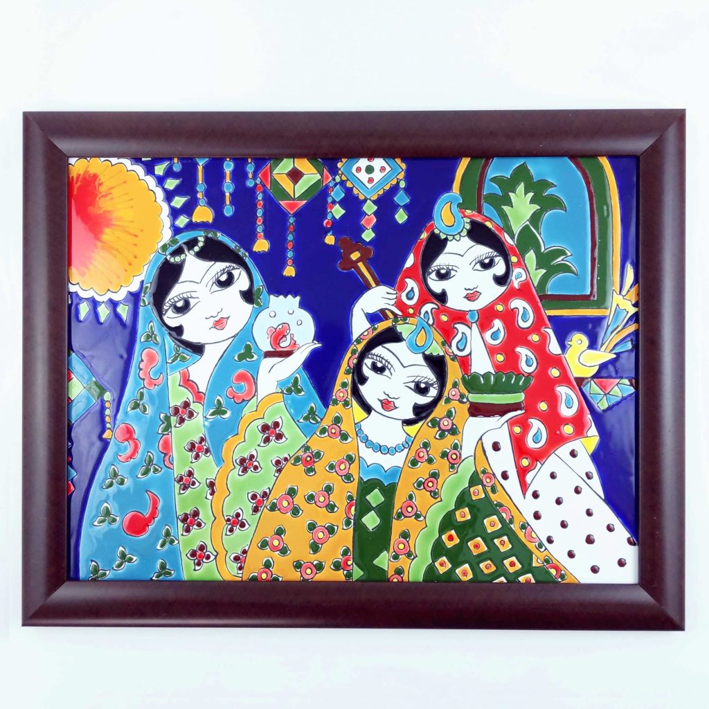 PERSIAN GIRLS CLAY TILE FRAME