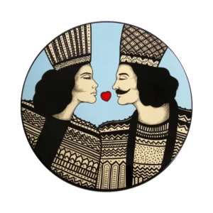 Persian Kiss Plate, 30cm Hand Painted Decorative Plate