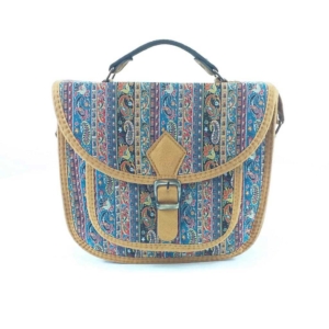 Blue Persian Termeh buckle bag