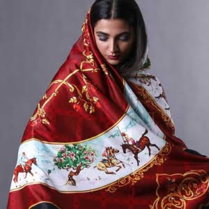 Red Chovgan Silk Scarf