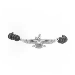 Silver Farvahar Bracelet with Black Amethyst, 925 Silver