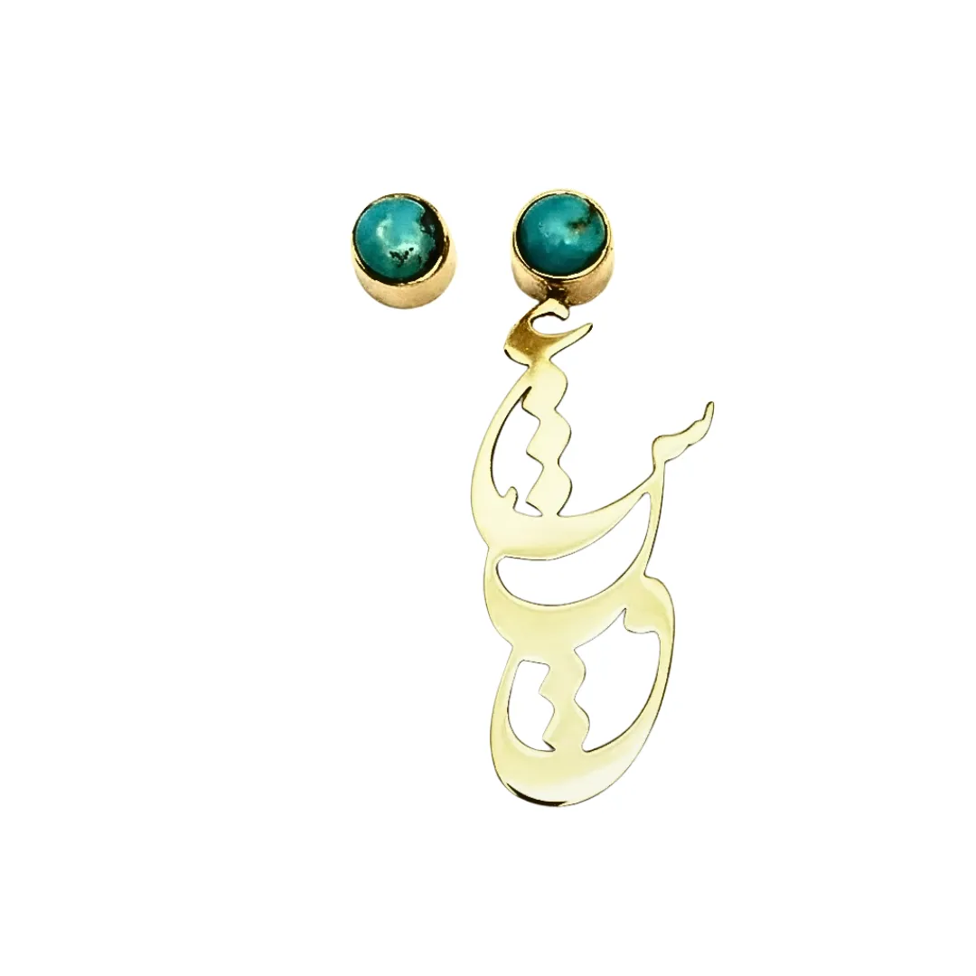 18k Gold Love and Turquoise Earrings