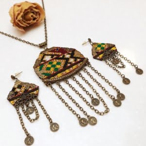 Vintage Balochi Needlework Jewellery Set