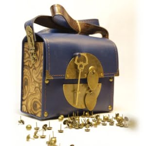 Lock Blue Leather Quilted Bag