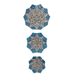 Set of 3 Mini Minakari Plates – Copper with Enameled Coating
