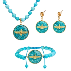24k Gold Farvahar Turquoise Necklace