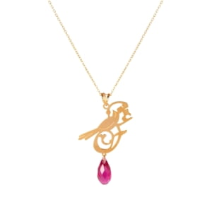 18k Gold Persian Necklace Love and Bird
