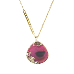 Kazhal Agate Ladies Necklace – Engraved Brass Jewelry