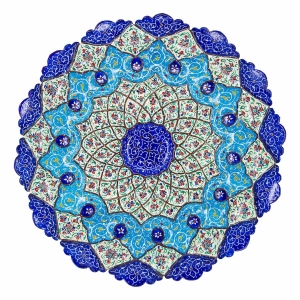 Elegant Copper Persian Enamel Plate 30cm