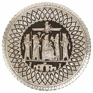 Persepolis Persian Copper Wall Plate 40cm, Ghalamzani Art