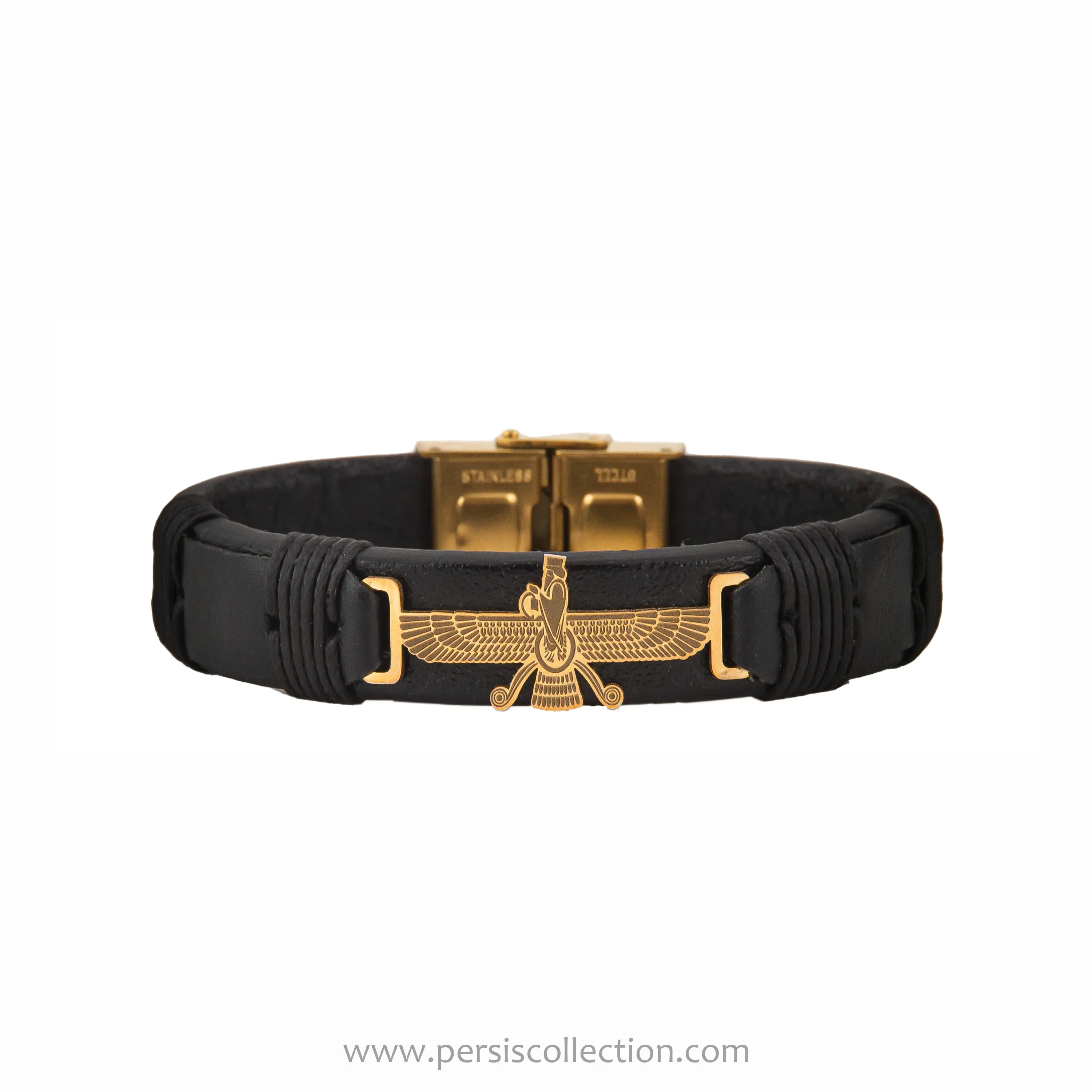 Gold Plated Farvahar Bracelet on Leather
