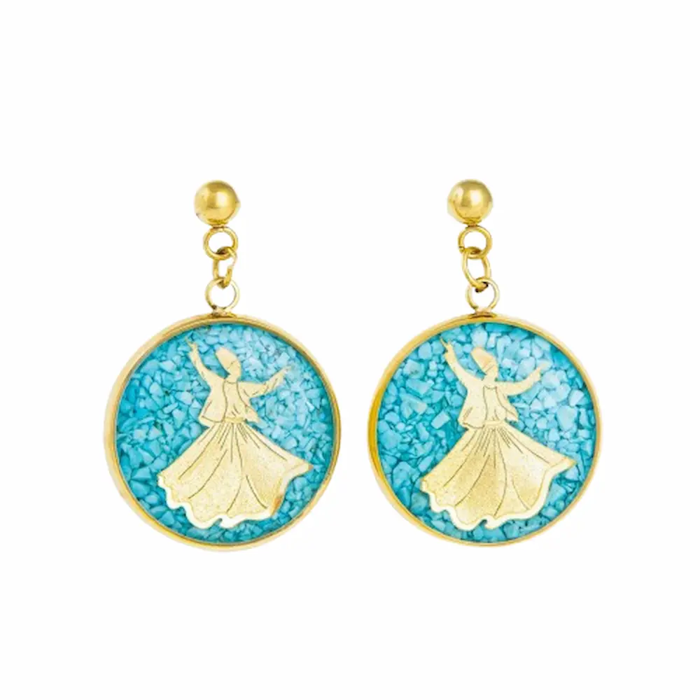 24k Persian Gold Elegant Sufi Sama Dance Earrings