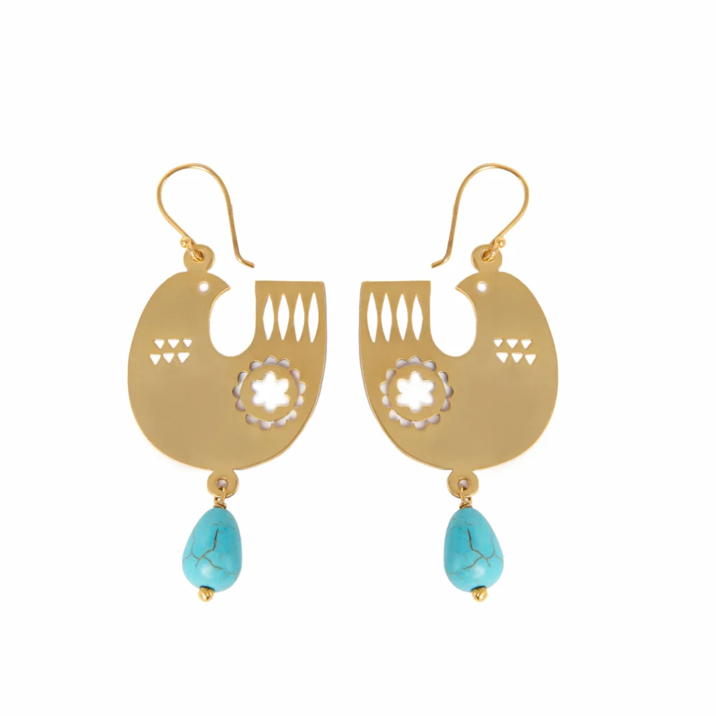 Persian Birds Turquoise Earring