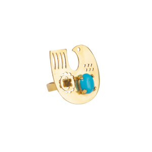 Persian Bird Turquoise and Brass Ring