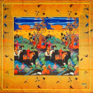 Silk Shahnameh Scarf – Persian Art Inspired Luxury Shawl