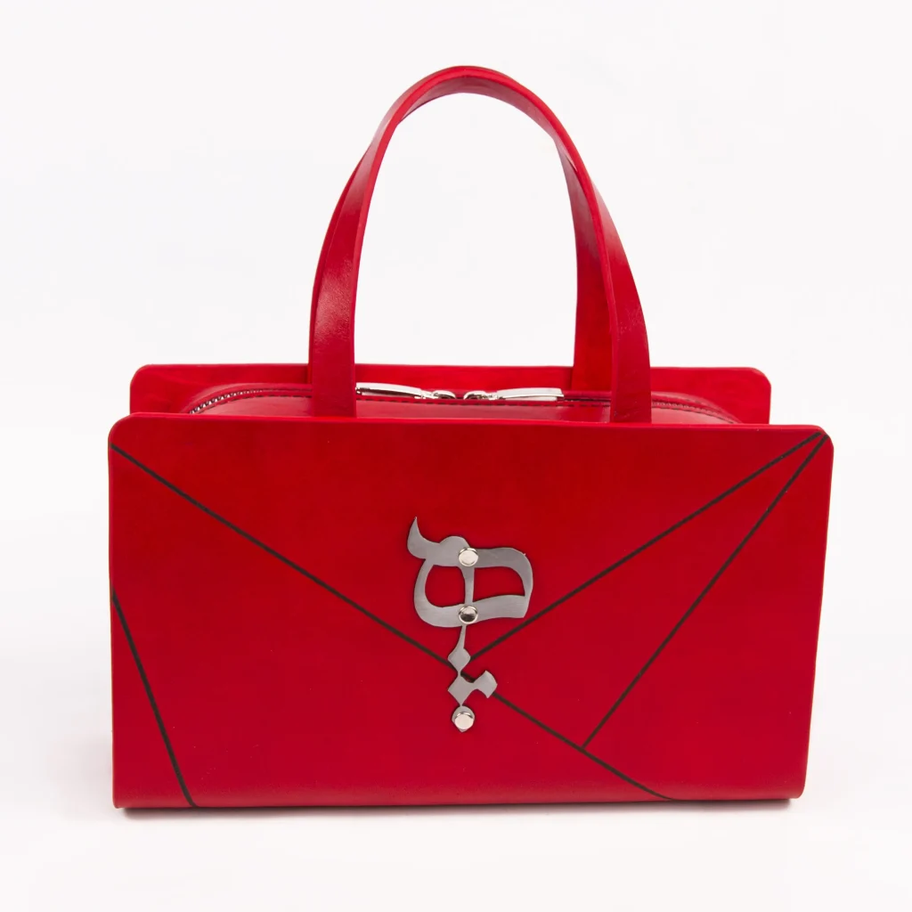 Azin Calligraphy Leather Bag - Elegant Red Shoulder Bag
