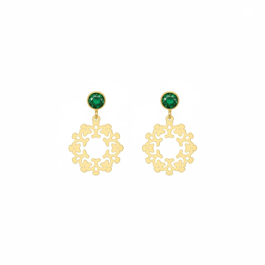 Emerald Green 18k Gold Eslimi Earrings