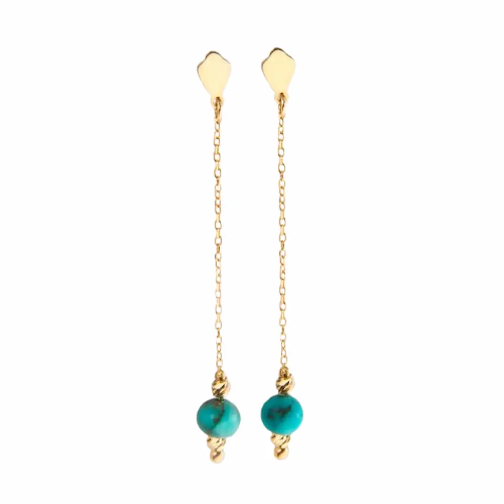 Luxurious 18K Gold Earrings with Turquoise Stone