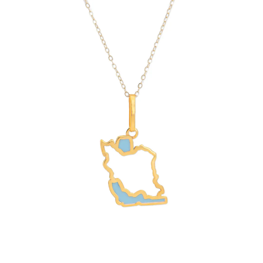 18k Gold Persian Heritage Necklace- Iran Map