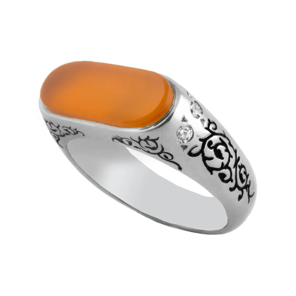 Men’s Sterling Silver Yellow Agate Ring