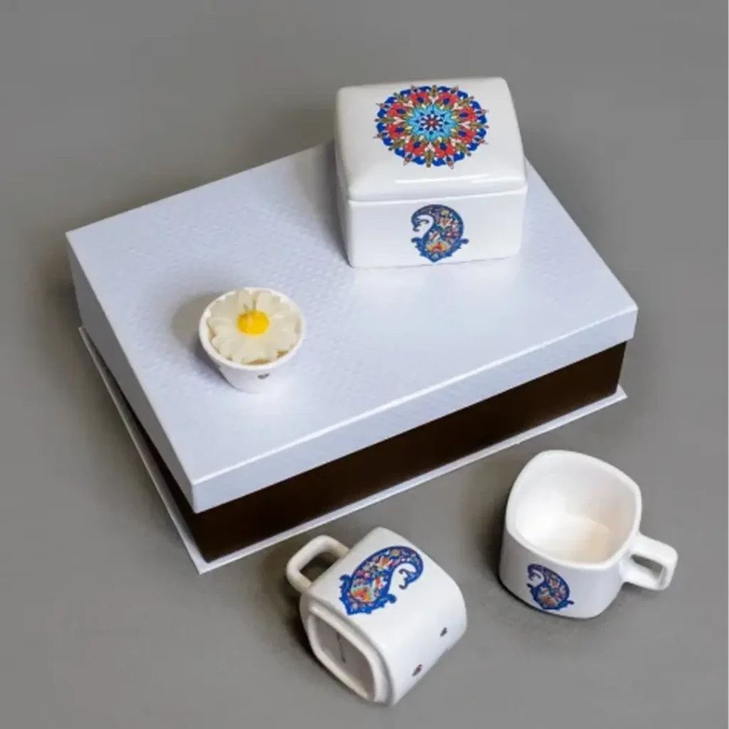 Premium Ceramic Gift Set Cups, Candle Holder & Storage Jar