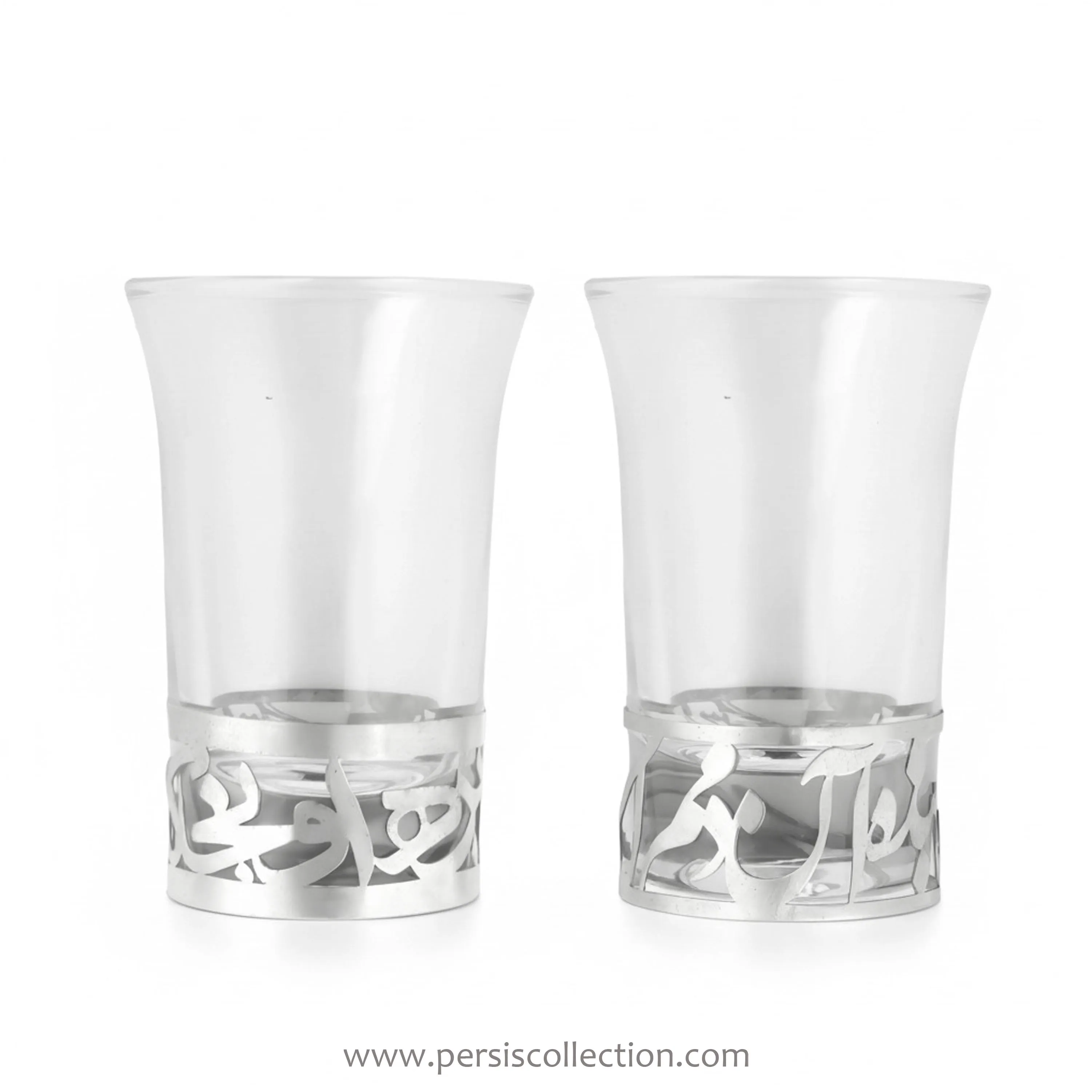 Persian Shot Glass Set with Silver Base