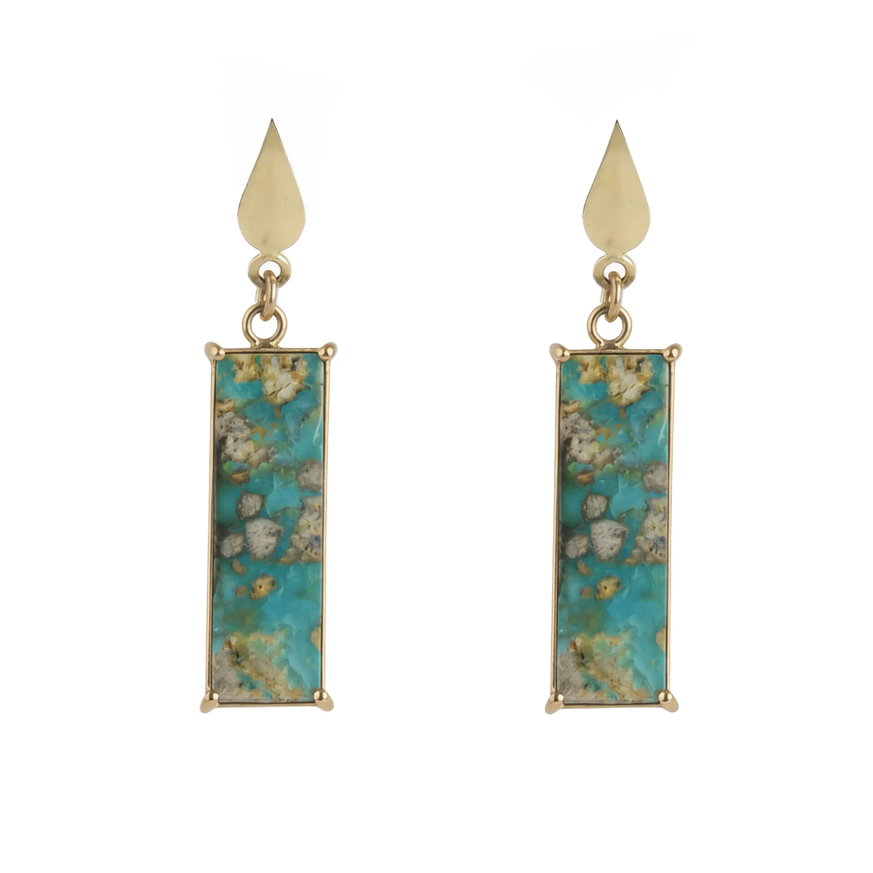18K Gold Persian Turquoise Earrings – Cedar Tree Inspired Design