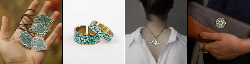 Turquoise Jewelry: Rings and Necklace