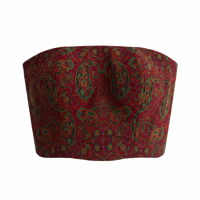 Persian Women’s Clothing: Red Termeh Adjustable Floral Top with Boteh Jageh Design