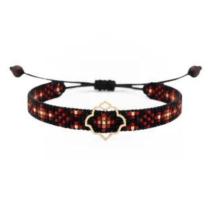 Negarin Pattern Persian Bracelet with 18k Gold and Miyuki Beads