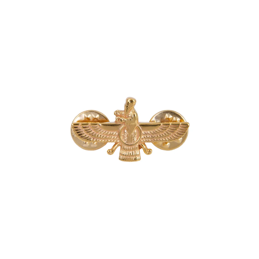 Faravahar Persian Men's Pin – Handcrafted Bronze Gold-Tone Brooch
