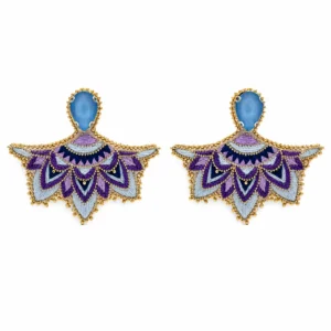 Butterfly Persian Embroidery Earrings with Turquoise Stone