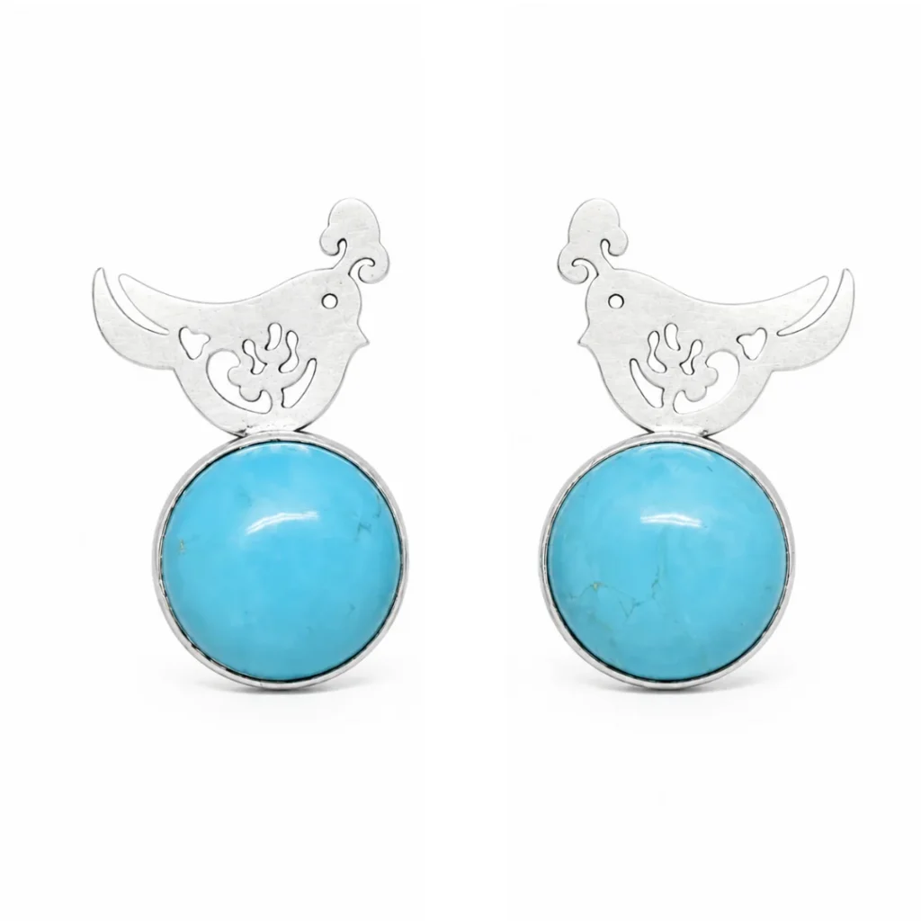 Persian Turquoise Earrings with Silver - Persian Turquoise Jewelry