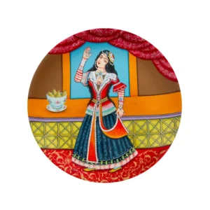 Hand Painted  Qajar Girl Persian Ceramic Wall Plate – 30 cm