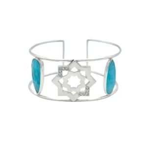 Shamsa Persian Turquoise Bracelet _ Handmade Sterling Silver Bangle